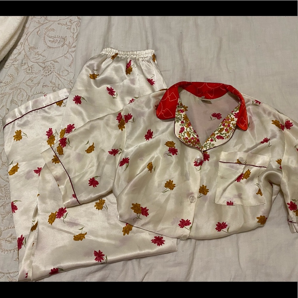 Matching satin pajama set